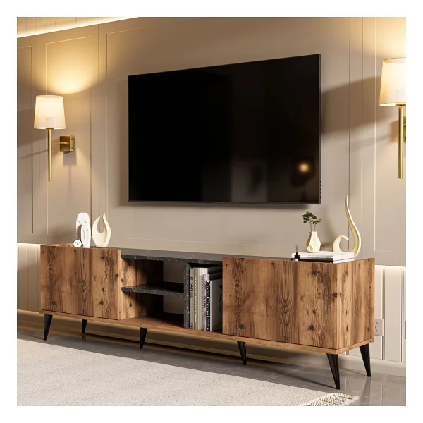 Mezza 1310 Elegante 180 Cm Modern Tasarımlı TV Ünitesi Ceviz Suntalam Malzeme Özellikleri - Görsel 10