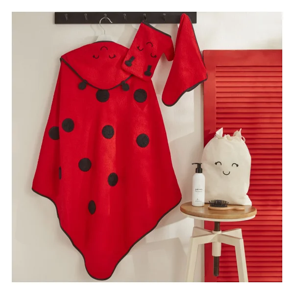 Karaca Home Little Ladybug 3'lü Bebek Havlu Kundak Kese Seti - Görsel 5