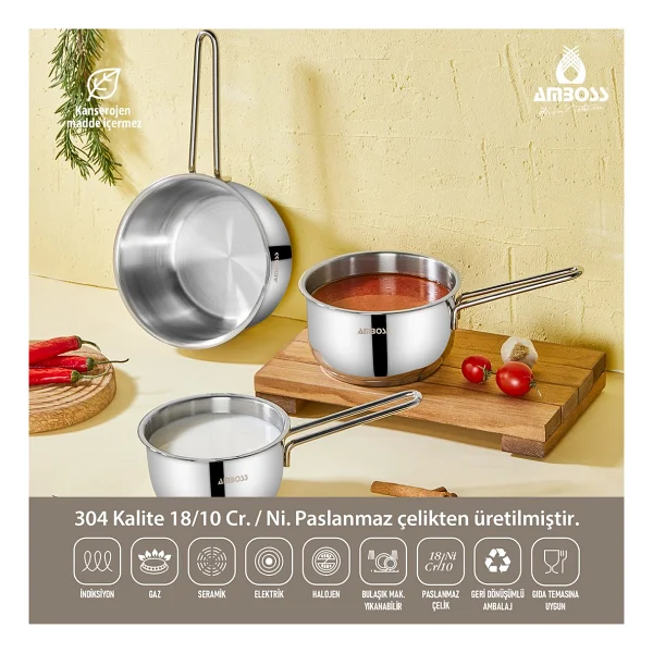 Amboss 3 Parça Cool Çelik Sütlük - Görsel 8