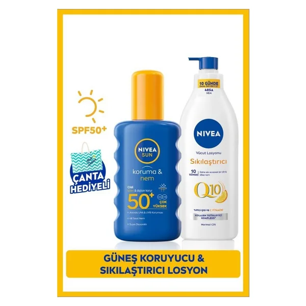 Nıvea Sun Güneş Koruyucu Vücut Spreyi 200ml Spf50 Ve Q10 Sıkılaştırıcı Vücut Losyonu 200ml, Çanta Hediye - Görsel 4