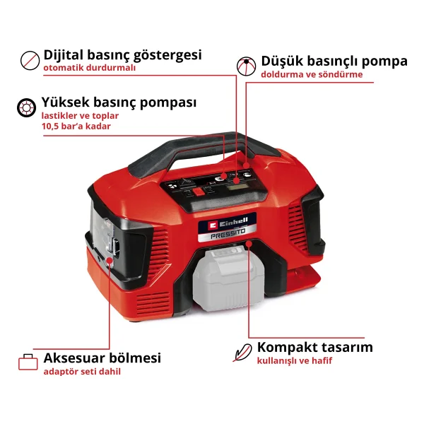 Einhell Pressito 18/21 Araç Kompresörü - Görsel 3