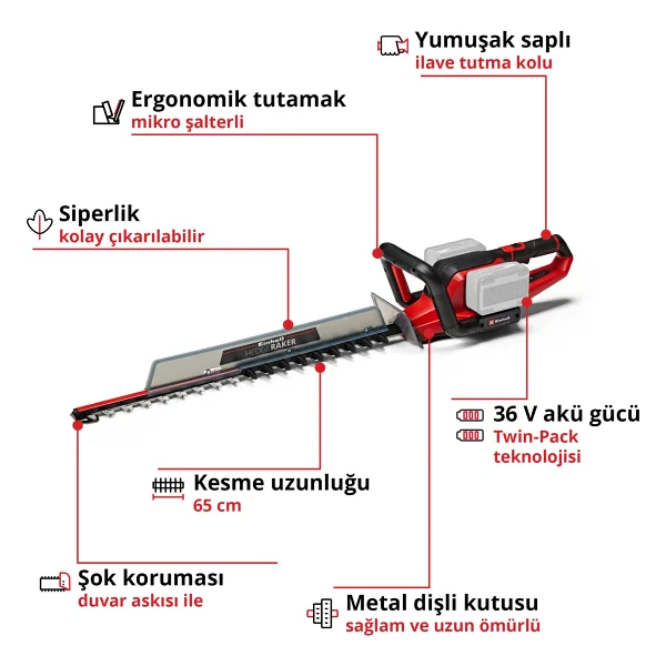 Einhell Ge-Ch 36/65 Li Çit Budama Makinesi - Görsel 3