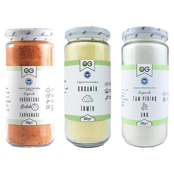 Og Natural Organik Yoğurtsuz Bebek Tarhanası 400 Gr, 6-9 Ay İçin Organik İrmik Ve Tam Pirinç Unu - Görsel 3