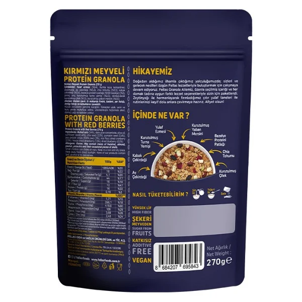 Fellas Protein Granola 2'li Mix Paket - Hindistan Cevizi & Kakao (270 G) + Kırmızı Meyveli (270 G) - 270 Gr - Görsel 5