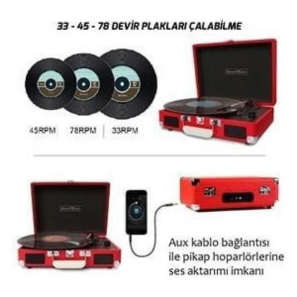 Record Master T310ch Kırmızı Çantalı Pikap - Görsel 4