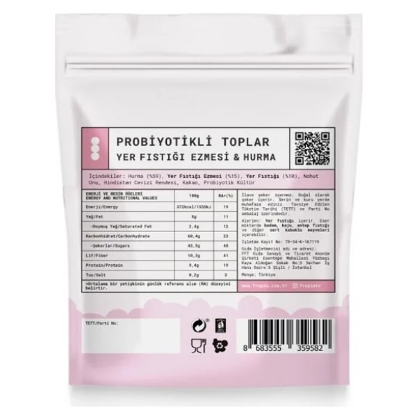 Fropie Probiyotikli Meyve Topları - Hindistan Cevizi Kaplı & Yer Fıstığı Ezmeli X 12 - Görsel 2