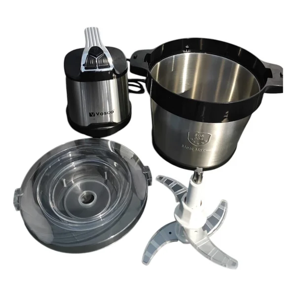 Vosco Yiyecek Parçalayıcı Paslanmaz Çelik 8 Lt. Elektrikli Mutfak Robotu Kıyma Makinesi Blender - Görsel 2