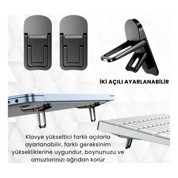 Coofbe 2 Adet Yapışkanlı Katlanılabilir 2 Kademe Yükseklik Ayarlı Laptop Standı Laptop Stand Ayağı - Görsel 2
