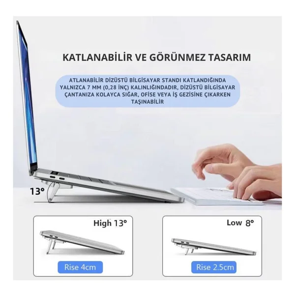 Coofbe 2 Adet Yapışkanlı Katlanılabilir 2 Kademe Yükseklik Ayarlı Laptop Standı Laptop Stand Ayağı - Görsel 4