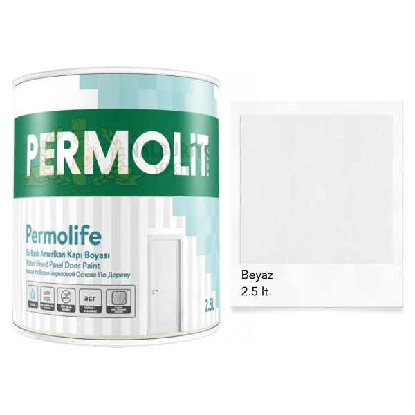 Permolit Permolife Su Bazlı Amerikan Panel Kapı Boyası Beyaz 2.5 Lt - Görsel 4
