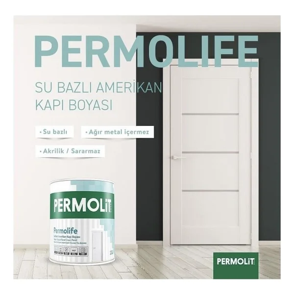 Permolit Permolife Su Bazlı Amerikan Panel Kapı Boyası Beyaz 2.5 Lt - Görsel 2