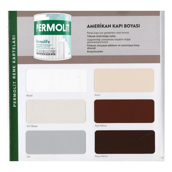 Permolit Permolife Su Bazlı Amerikan Panel Kapı Boyası Beyaz 2.5 Lt - Görsel 3
