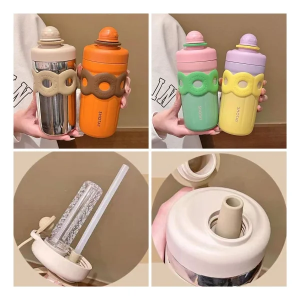 Shotay St-8098 Donat 500 Ml Paslanmaz Çelik Pipetli Matara - Görsel 5