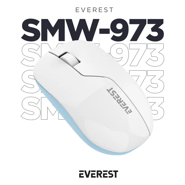 Everest Smw-973 Beyaz-Mavi Optik Kablosuz Mouse - Görsel 9