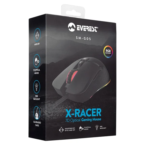 Everest Sm-G05 X-Racer RGB Optik Kablolu Oyuncu Mouse - Görsel 7