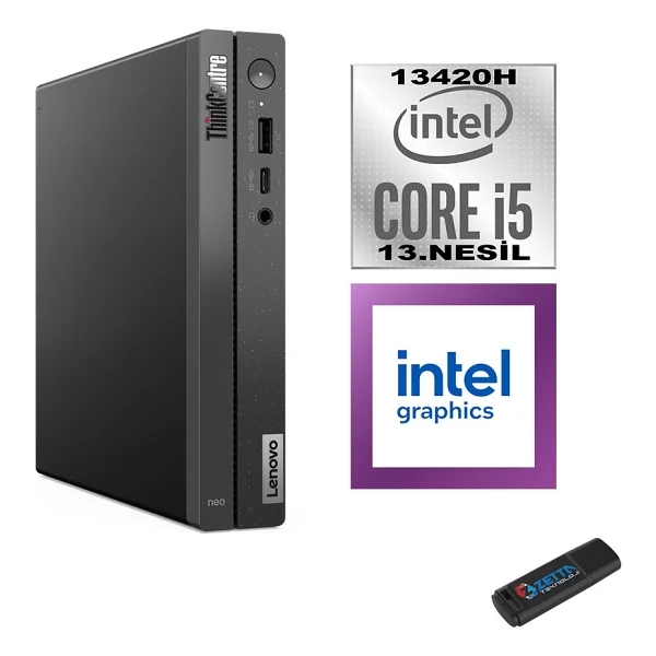 Lenovo Thinkcentre Neo 50q Gen 4 Intel Core I5-13420h 24gb 1tb SSD Freedos Mini Bilgisayar 12ln006ktrf06 + Zetta Flash Bellek - Görsel 6