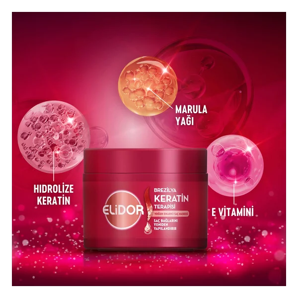 Elidor Brezilya Keratin Terapisi Yoğun Onarıcı 220 Ml 2 Adet Saç Maskesi - Görsel 4