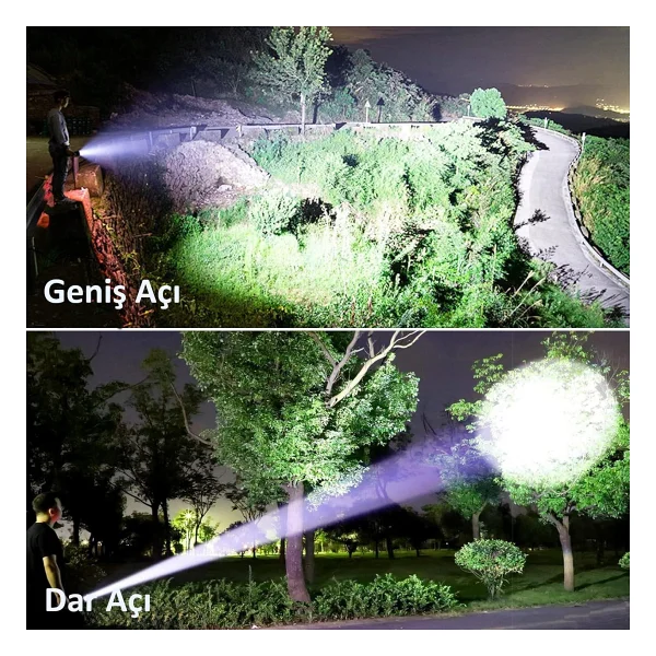 Valkyrie Şarjlı LED Ultra Güçlü El Feneri 2400mah Zoom Darbeye Suya Dayanıklı 1. Kalite - Görsel 3