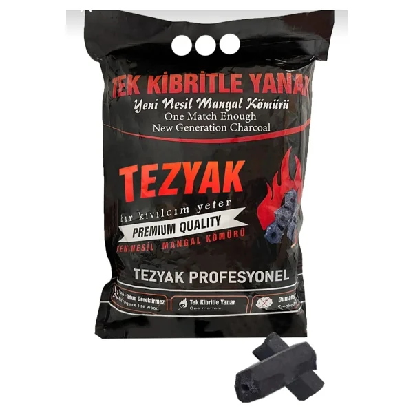 Tezyak Yeni Nesil Mangal Kömürü Profesyonel 2 Kg - Siyah - 1 Adet - Görsel 5