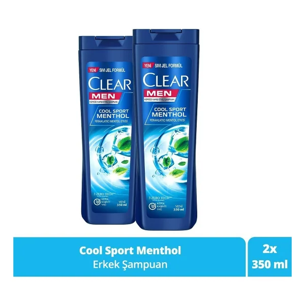 Clear Men Cool Sport Menthol 350 ml 2 Adet Kepek Şampuanı - Görsel 6