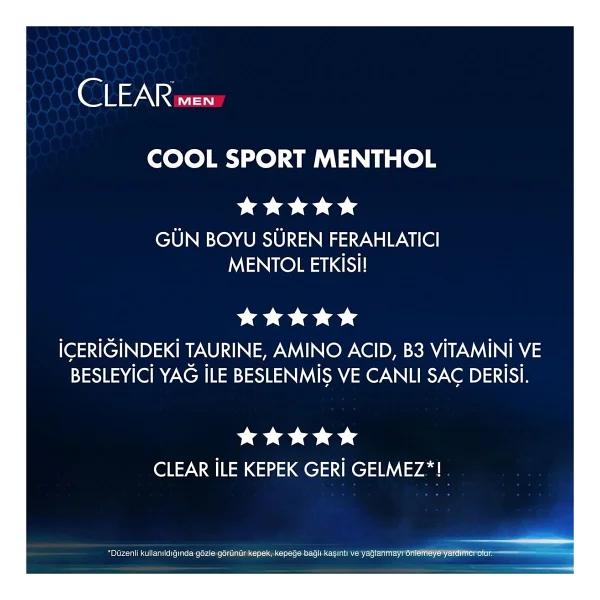 Clear Men Cool Sport Menthol 350 ml 2 Adet Kepek Şampuanı - Görsel 5