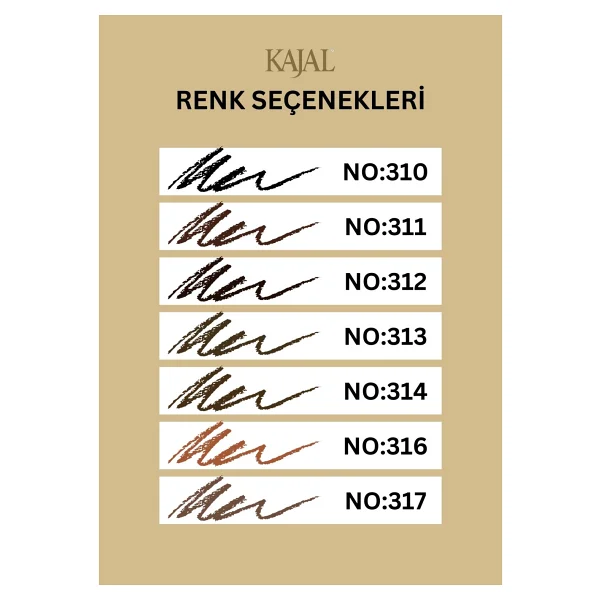 Kajal Özel Fırça Kapaklı Kaş Kalemi (Orta Kahverengi) - Eyebrow Pencil No:314 - Görsel 2