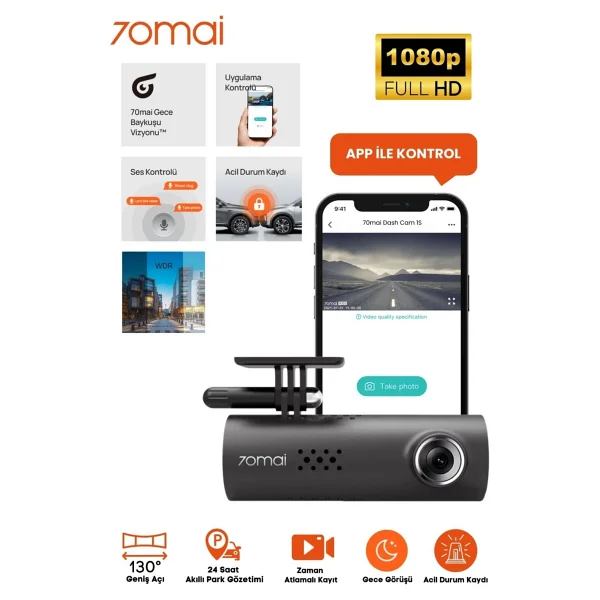 70mai 1s D06 Full HD Ön Araç Kamerası - Görsel 6