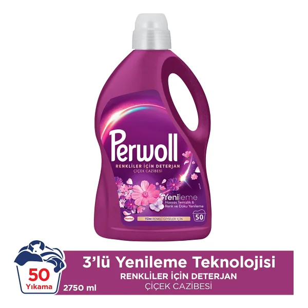 Perwoll Yenileme Çiçek Cazibesi Renkliler İçin Sıvı Deterjan 50 Yıkama 2.75 Lt - Görsel 7