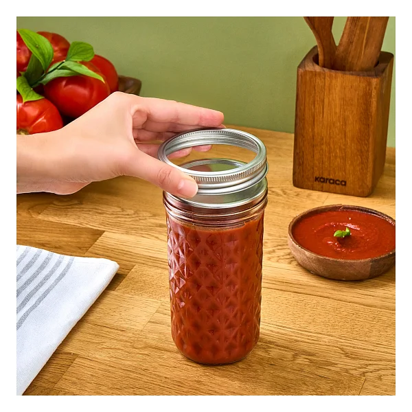 Karaca X Refika Baklava Desen 650 Ml Boyunsuz Cam Kavanoz - Görsel 4