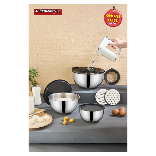 Kahramanlar Chef Mix 9 Parça Rendeli Saklama Karıştırma Kabı - Görsel 9