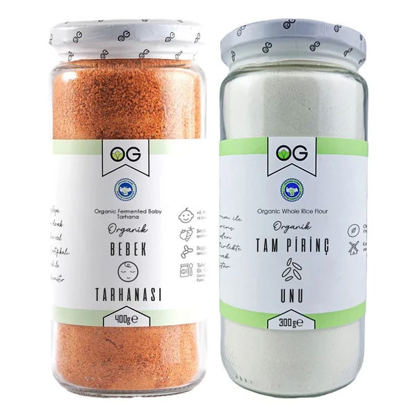 Og Natural Organik Bebek Tarhanası Ve Organik Pirinç Unu Seti 400 Gr + 300 Gr 6 - 9 Ay İçin Sebze İçerikli - Görsel 5