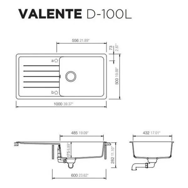 Ukinox Valente D100 L Granit Eviye - Görsel 2