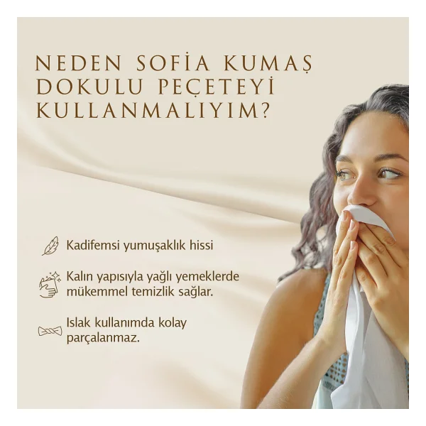 Sofia Kumaş Dokulu Beyaz Peçete 30'lu - Görsel 2