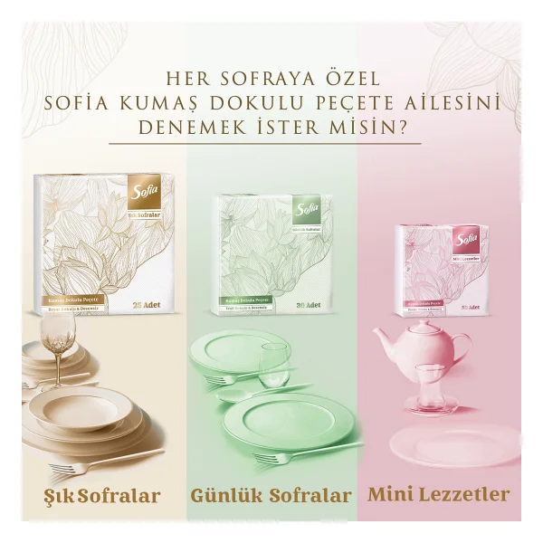 Sofia Kumaş Dokulu Beyaz Peçete 30'lu - Görsel 5