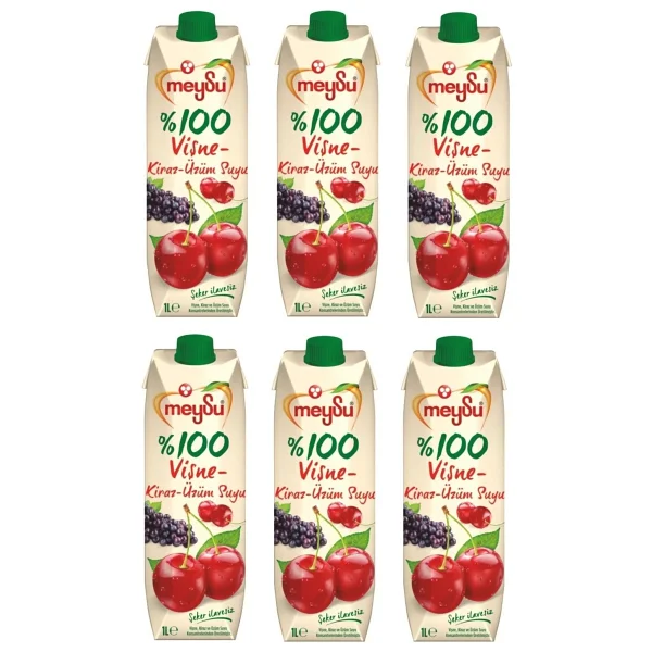 Meysu %100 Visne Kiraz Uzum Suyu 1 Lt X 6 Adet - Görsel 3
