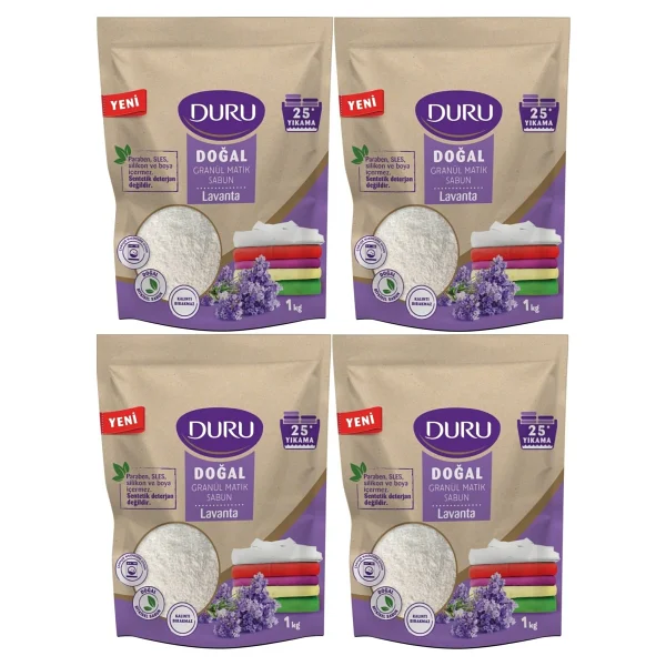 Duru Doğal Granül Matik Sabun Tozu Lavanta 4 Kg 4 Paket - Görsel 6