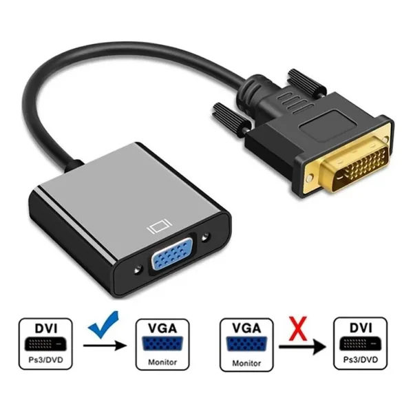 Derwell Dvı - D (24 1) To Vga Aktif Dönüştürücü Kablo (Dvı-D Erkek - Vga Dişi) Dvı In Vga Out Dvı Vga - Görsel 2