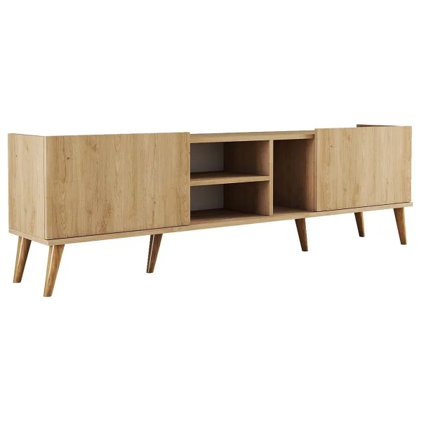 Mezza 1350 Lotus 180 Cm (Ahşap Ayaklı) TV Ünitesi Sepet Rengi - Meşe - Görsel 6