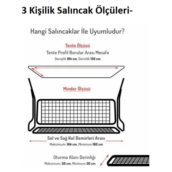 Mandaş Süngerli 3 Kişilik Salıncak Minder Seti (Pamuklu Kumaş)-İngiliz Gülü Pembe - Görsel 5
