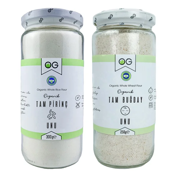 Og Natural 300+250 Gr Organik Tam Pirinç Unu Ve Tam Buğday Unu Bebekler İçin Sağlıklı Ek Gıda - Görsel 2