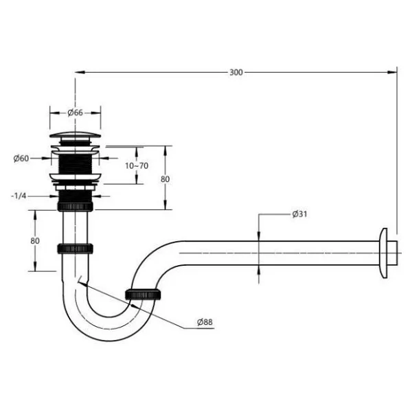 Donau Krom Lavabo Sifonu Pop-Up Q32 Mm U Borulu - Görsel 2