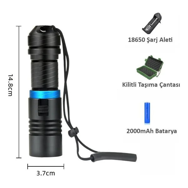 Valkyrie Xq-10 2000 Lümen LED Dalış Feneri - Görsel 4