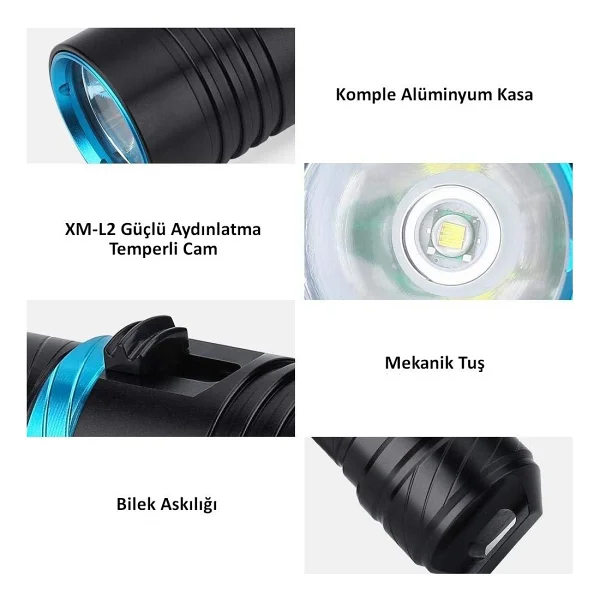 Valkyrie Xq-10 2000 Lümen LED Dalış Feneri - Görsel 5