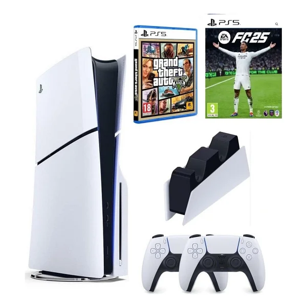 Sony Playstation 5 Slim + 2.Kol Dualsense + Şarj İstasyonu + PS5 Gta 5 + PS5 Fc25 - Görsel 2