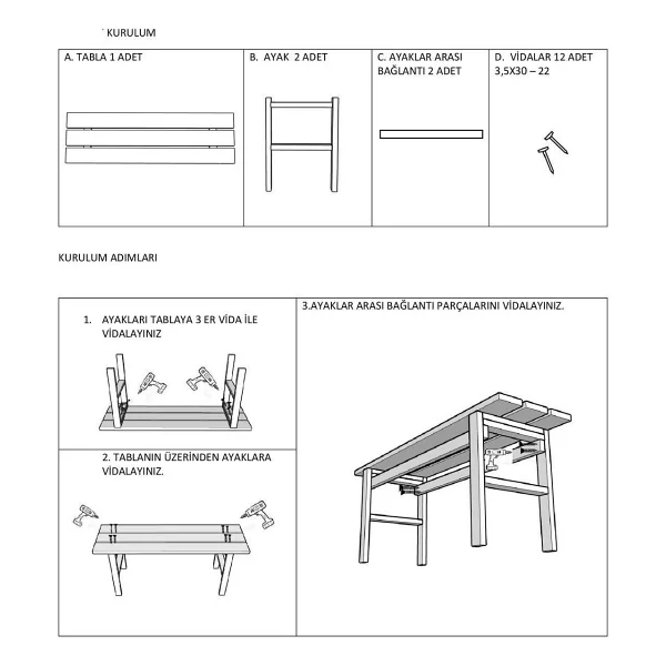 Pinoxi Ahşap Bank Bench Sandalye Mutfak Bank Ceviz 100cm X 30cm - Görsel 3