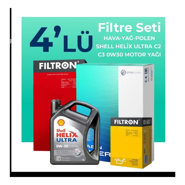 Filtron Fiat Egea 1.6 Dizel Filtre Bakım Seti Shell Motor Yağlı (2015-2023) 4 Lü - Görsel 2