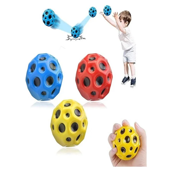 Dempa Yükseğe Zıplayan Delikli Bouncer Ball Space Ball Süper Uzay Topu 1 Adet Ay Top Moon Ball - Görsel 2