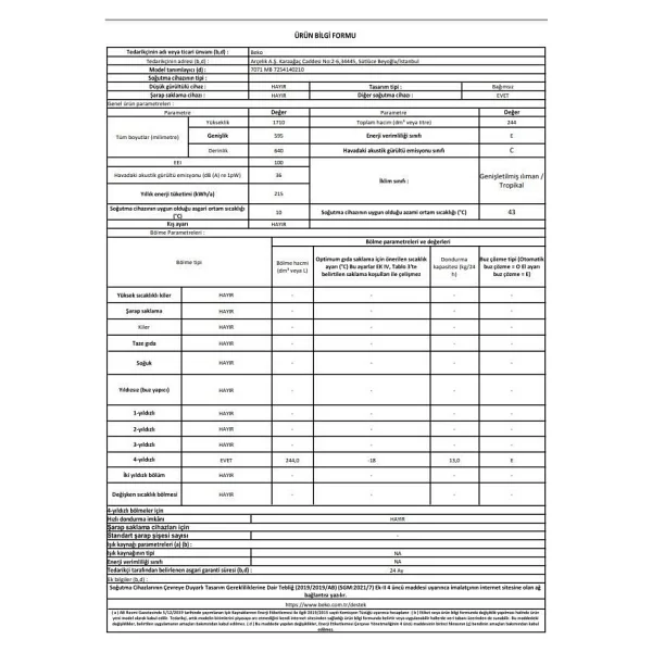 Beko 7052 NFB 5 Çekmeceli Dikey No Frost Derin Dondurucu - Görsel 6