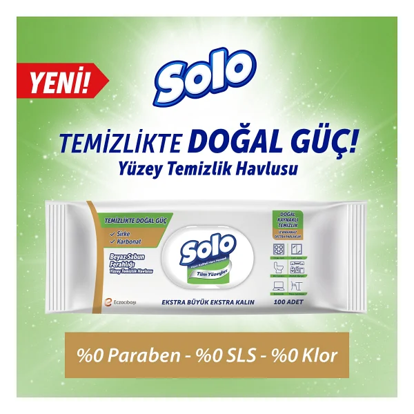 Solo Beyaz Sabun Ferahlığı Yüzey Temizlik Havlusu 100 Yaprak 6'lı - Görsel 3