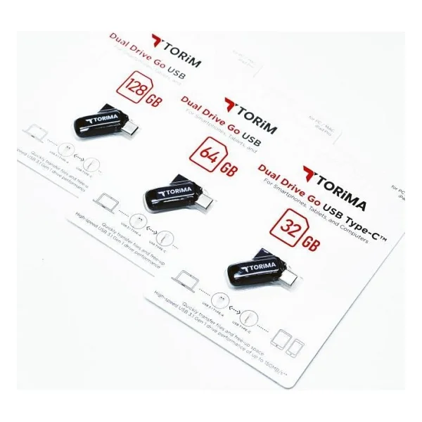 Torima USB Flash Bellek Type C Otg Çift Sürücülü 128gb Siyah - Görsel 3